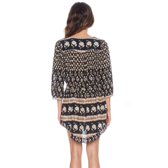 SPELL Bohemian Royale Playdress Charcoal Black Brown Paisley Floral Mini XS - Picture 6 of 16